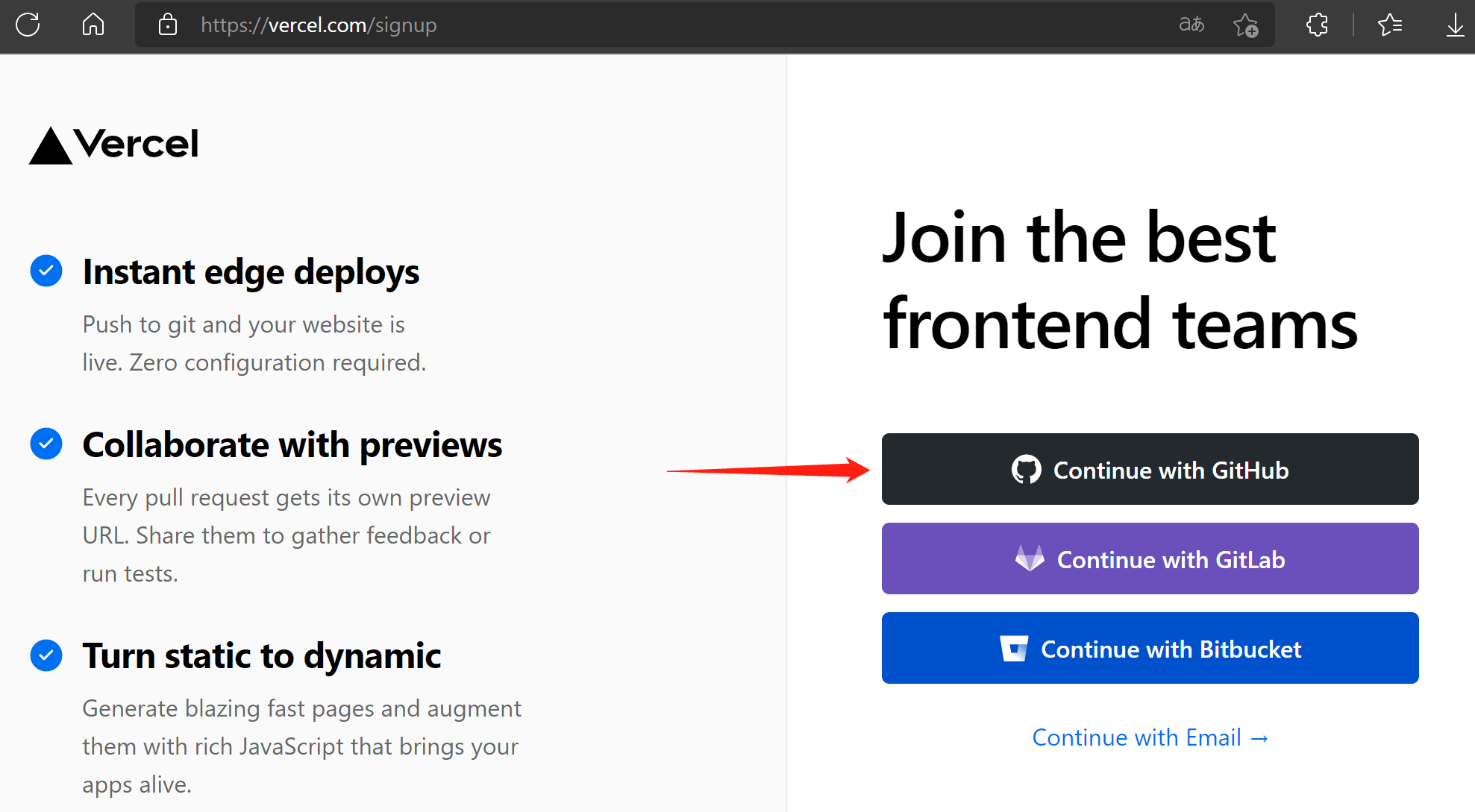 选择Continue  with Github